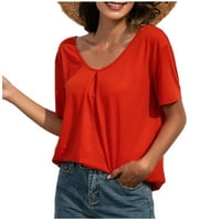 Върхове за жени, дамски летни солидни дантелени ризи с къс ръкав ежедневни тениски издълбани туника блуза секси удобна риза