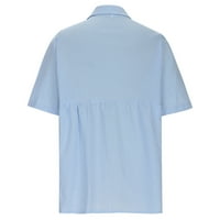 Yyeselk Summer дамски памучни бельо блузи ежедневни къси ръкави за ревера секси ризи с V-образно декол