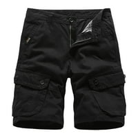 Leey-World Cargo Pants for Men Mens Fashion Небрежен свободен памук плюс размер джобна дантела нагоре Камуфлажен еластичен панталон панталони като цяло черно, L