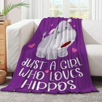 Nosbei подаръци за жени момичета просто момиче, което обича хипопоти меки уютни леки фланела лилаво хвърляне на одеяла Хипото декор на закрито на открито малък