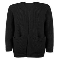 Haite Women Coat Отворен преден жилетка пуловер с дълъг ръкав, да дамско яке с плетене на черно л