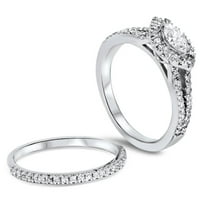 Pompeii 1 4ct marquise halo split shank diamond годежен сватбен пръстен комплект бяло злато