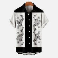 Мъжки Ризи Клирънс Мъже Ежедневни Мода Вечерен Яка Печат Къс Ръкав Имат Джобове Жилетка Бутон Риза Върхове Блуза Ролки Черно 8