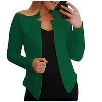 Cacommark Pi Женски дълъг ръкав плюс размер ризи Просверие женски твърд цвят ежедневно жилетка яке палто връхни дрехи блузи върхове зелени