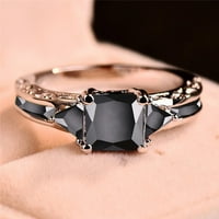 Mnjin Reative Fashion Black Zircon Jewelry Lady годежен пръстен сплав Размер на пръстена за мъже жени сребро 11