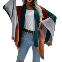 Scyoekwg есента и зимен шал пуловер за дамски моден шал цвят съвпадение на свободни върхове блуза плетен пуловер тренировка върхове зелени s
