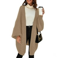 adviicd жени ежедневни разхлабени плътни цветни плетени прежда пуловер със средна дължина жилетка палто от кардиган за жени дълго