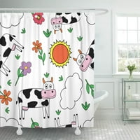 Крип активност Млечни крави Модел Облаци декорирана ферма за душ завеса