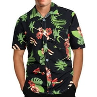 Zermoge Tee ризи за мъже плюс разстояние разстояние мъжки хавайски принт за ревера къса ръкав риза