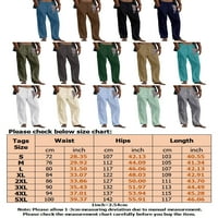 Бомоту Мъжки панталони Плътен цвят дантела нагоре панталони Пътуване отдих ластик шезлонги с джобове