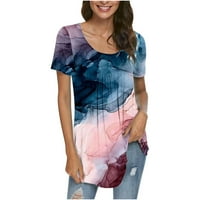 Inleife летни тениски с къс ръкав жени мода отпечатани ежедневни кръгли шия с къс ръкав свободен тениска блуза върхове