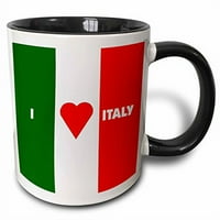 3Drose обичам Италия II - Черна чаша с два тона, 11 -унция