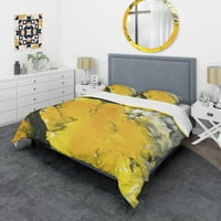 Дизайнарт 'жълто черно и Мраморно акрилно боядисване' модерен и съвременен Комплект за завивка