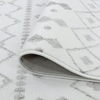 Съвременен килим Геометричен бял вътрешен бегач лесен за почистване