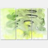 Абстрактен езерце на жълто и зелено живопис платно изкуство печат