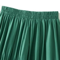 Виадха женски твърд цвят лятна пола с висока талия с пола на сгъване на пола еластична талия по пола