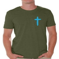 Неудобни стилове Синя кръстосана риза за мъже християнски мъжки ризи християнски кръст дрехи за мъже Исус Христос е Господ християнски кръст Подаръци за рожден ден Исус ризи Исус дрехи Крос мъжки риза
