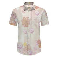 Мъжки плажна риза Хавайски обикновени тениски за мъже насипни мъжки отпечатани ризи с къс ръкав плажни ризи риза за човек pinkxxl
